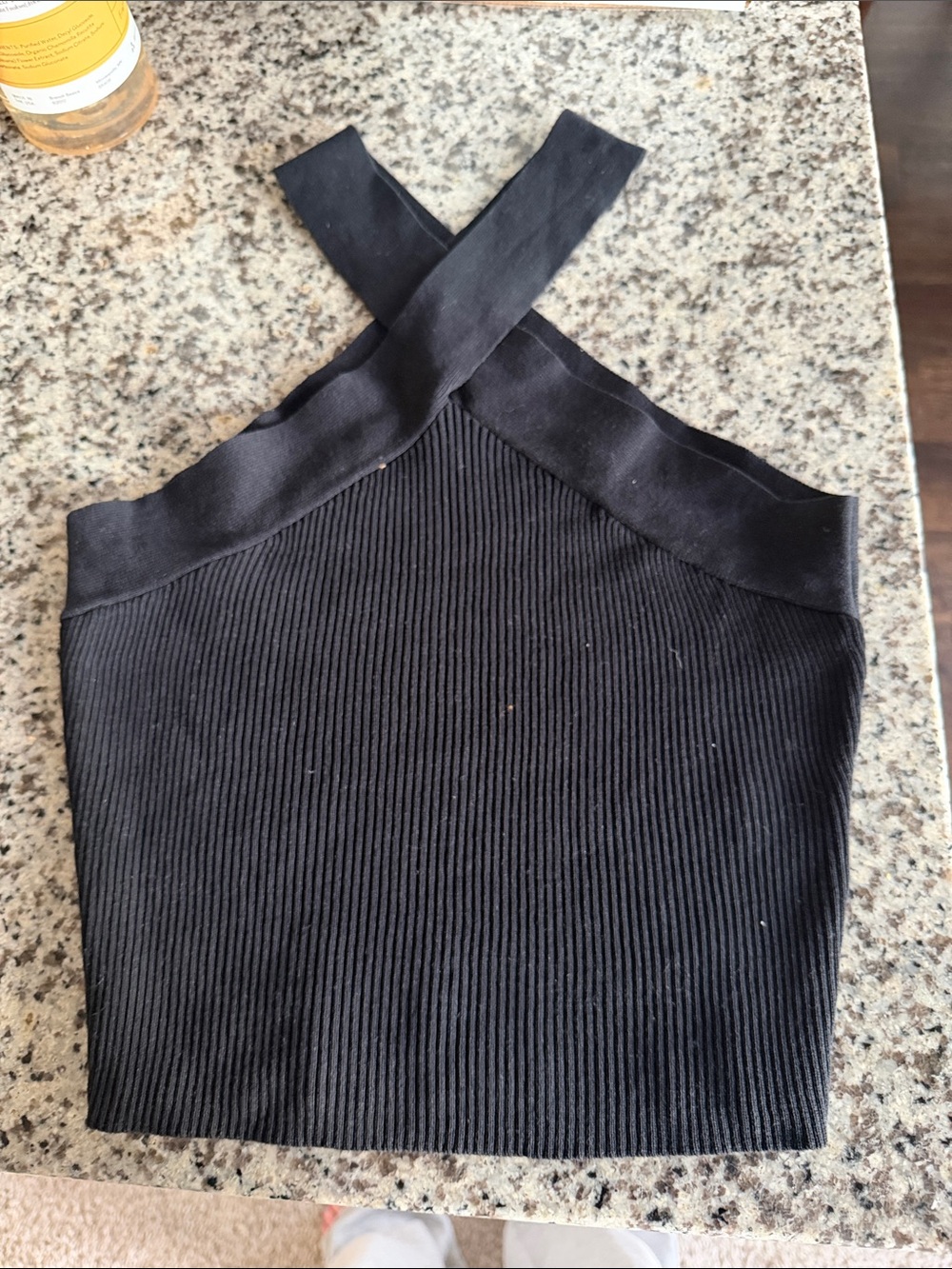 Black Ribbed Crossback Women's Crop top